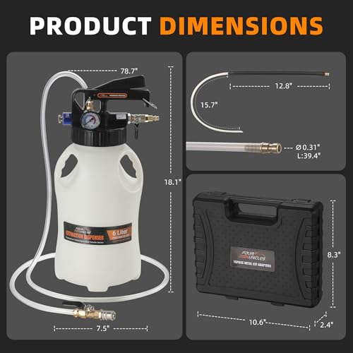FOUR UNCLES 6L Pneumatic Transmission Fluid Pump with ATF Adapters | 6L High Capacity, Pneumatic Fluid Delivery, ATF Adapter Kit, Efficient Service, Professional Garage Tool - size: 6L