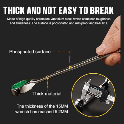 GRENPRO Ratcheting Wrench Set, Combination Wrench Set Metric And Standard & SAE With Color Ring, 1/4" to 3/4" & 6-18mm, 23PC Open End Ratchet Wrenches With Roll Up Pouch, CRV Socket Mechanic Tool Sets - style: 23PCS Ratcheting Wrench Set Metric&SAE With C