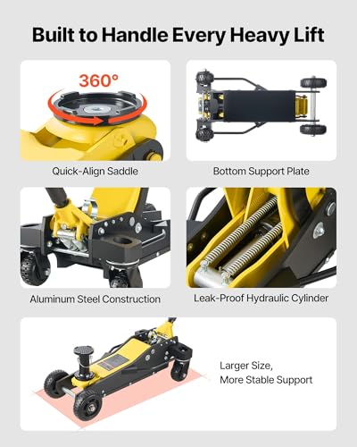 VEVOR Off Road Floor Jack, 3 Ton Aluminum & Steel Racing Low Profile Floor Jack with Dual Pistons Quick Lift Pump & Extension Post, Hydraulic Trolley Car Lift Jacks for Motorcycles, ATVs, SUV Pickup - style: Aluminum