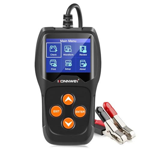 KONNWEI KW600 12V/24V Car Battery Tester – Automotive Battery Analyzer with 100–2000 CCA, Graphic Voltage Monitoring, Cranking & Charging System Test, Alternator Check, for Cars, Motorcycles, Marine