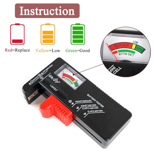 Battery Tester Checker, Universal Small Battery Tester for AAA AA C D 9V 1.5V, Button Cell Batteries Checker - Small Volt Checker for All Batteries - 1 Pack - size: 1