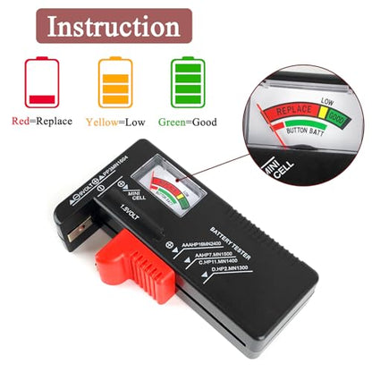Battery Tester Checker, Universal Small Battery Tester for AAA AA C D 9V 1.5V, Button Cell Batteries Checker - Small Volt Checker for All Batteries - 1 Pack - size: 1