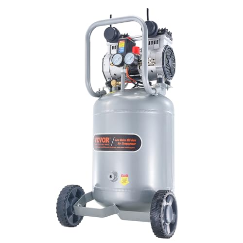VEVOR 13-Gallon Air Compressor, 2HP, 4.6 SCFM@90PSI, Oil-Free Tank, 66dB Quiet Operation, Ideal for Tire Inflation, Woodworking, Auto Repairs, and Spray Painting (Maximum Pressure 125 PSI) - size: 17.5'' x 16.5'' x 33.3''