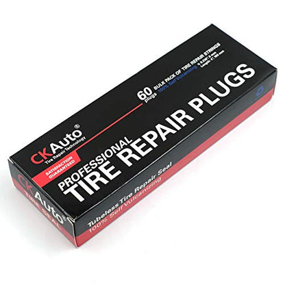 CKAuto 60pcs 4" Black Tire Repair Strings, Automotive Tool Tire Repair Plugs for Tubeless Off-Road Tires Car, Bike, ATV, UTV, Wheelbarrow, Mower (Pack of 2) - color: Black, size: 4" x φ0.236" 60pcs (Pack of 2)