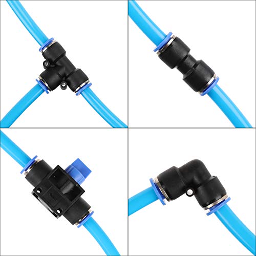 Shop Air Line Kit, 3/8 Inch (9.5MM) OD × 60 Feet Nylon Compressed Air Pipe, 200PSI, Cutter, Tees, Mounting clips, Connectors, 49PCS Garage Air Compressor Accessories Master Kit