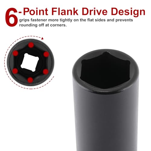 CASOMAN 1/2" Drive x 1-1/16" Deep Impact Socket, 6-Point, SAE, CR-MO - size: 26.99 mm (Deep), style: 6-Point Socket