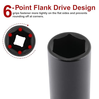 CASOMAN 1/2" Drive x 1-1/16" Deep Impact Socket, 6-Point, SAE, CR-MO - size: 26.99 mm (Deep), style: 6-Point Socket