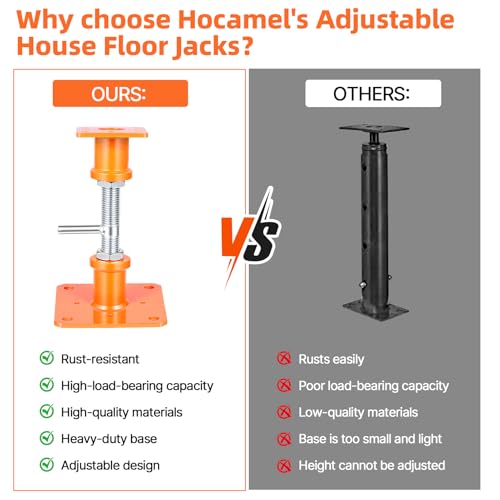 4PCS House Jacks for Leveling Crawlspace 5''-8''Adjustable Floor Support | for Stabilizing Stairs, Decks, Crawlspaces, Uneven Floors,10000 lbs Load Capacity Orange - size: 5''-8''
