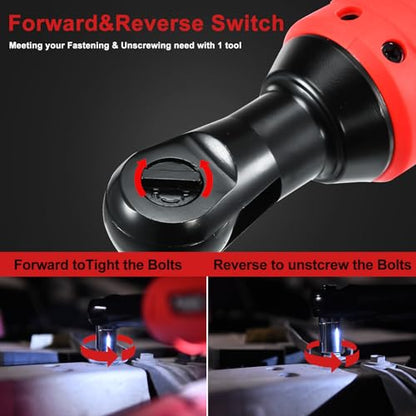 AOBEN Cordless Ratchet Wrench Kit,3/8" ratchet,40 Ft-lbs Electric Power Ratchet Set with Variable Speed Trigger,2 Packs 2000mAh Lithium-Ion Battery And Charger,83 Sockets - style: AB733-1TMAX