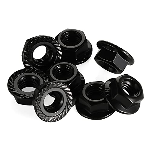 M8 Serrated Flange Nuts Flanged Locknuts, Stainless Steel 18-8 (304), Black Oxide, 50 PCS - color: Black, size: M8