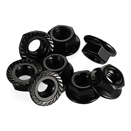 M6 Serrated Flange Nuts Flanged Locknuts, Stainless Steel 18-8 (304), Black Oxide, 50 PCS - color: Black, size: M6
