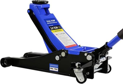 3 Ton Low Profile Floor Jack, Heavy Duty Floor Jacks with Dual Pistons Quick Lift Pump, Steel Car Jack Adjustable Height 3.3"-18.5", Hydraulic Trolley Floor Jack 3 Ton/6600 LBS Capacity, Blue - color: Blue - 3 Ton(Dual Pump), Lift 3.3"-18.5"