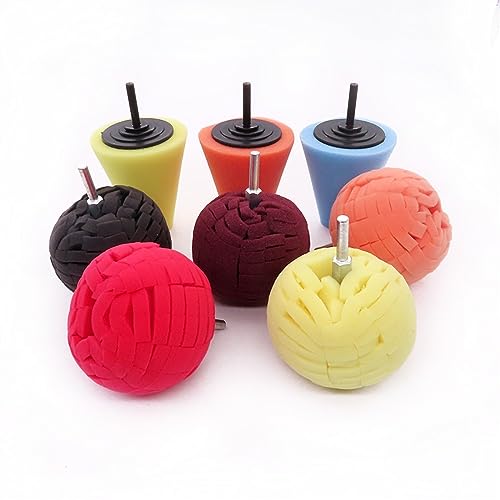 Car Polishing Pad Buffing Foam Sponge Pad Cone Polisher Buffer Pad Automotive Waxing Kit for Car Wheel Hub Headlight Polishing Angle Grinder Sanding Disc(8pcs) - color: 8pcs