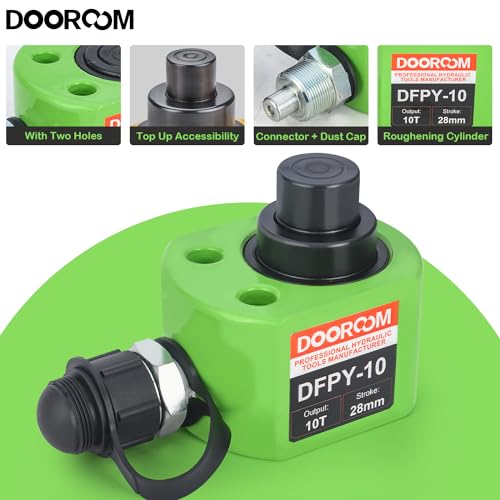 10T 1.0" Stroke Hydraulic Cylinder Portable Low Profile Jack Sets Multi-Acting Porta Power Ram Jack Kits Lifting Cylinder