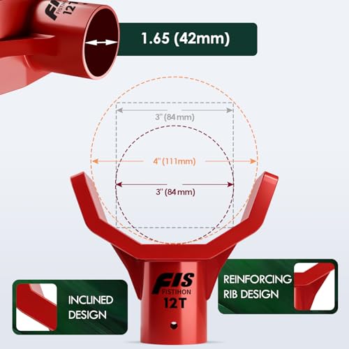 Bottle Jack Adapter, 12T Steel Saddle for 3"-4" Axle,Fits 1.65" Jack Saddle | Parallel Flat + Sloped Sides + Ribs, Stable. Fits 3"-4" Axles. Steel, Rust-Proof. For Rv, Truck, Trailer - color: red