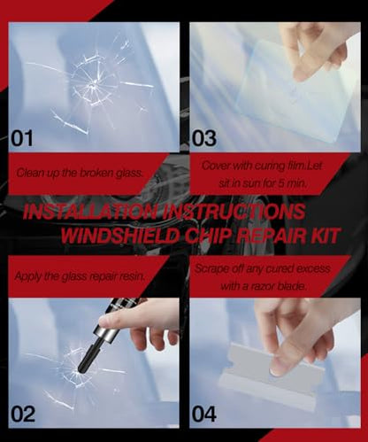 Filmer Windshield Chip Repair Kit, 2026 Latest - Windshield Repair Kit, Windshield Crack Repair Kit for Daily Car Glass Maintenance, Quickly Repair Glass Cracks & Chips, 5-Min Quick Fix (2 Bottles)