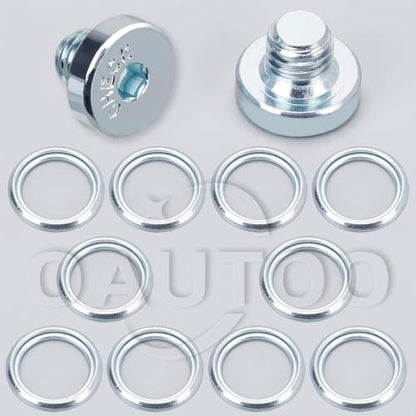 12pcs Automatic Transmission Pan Drain Plug with Gasket Kit for Toyota 90341-10021, 35178-30010 4Runner Fj Cruiser Land Cruiser Sequoia Tacoma Tundra fits Lexus GS GX is LC LS LX RC SC 2003-On