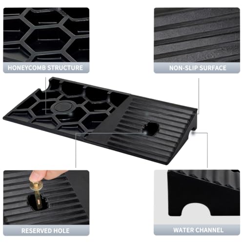 1.5 Inch Rise Rubber Curb & Threshold Ramp 2 PCS 16.93"x4.52" | 7000lbs capacity, suitable for driveway, sidewalk, shed entry, cars, motorcycles, lawn mowers, Durable, Sturdy - size: 1.5"Height