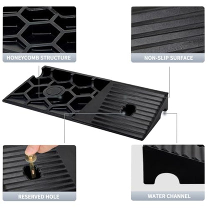 2.0 Inch Rise Rubber Curb & Threshold Ramp 2 PCS 16.93"x5.91" | 7000lbs capacity, suitable for driveway, sidewalk, shed entry, cars, motorcycles, lawn mowers, Durable, Sturdy - size: 2.0"Height