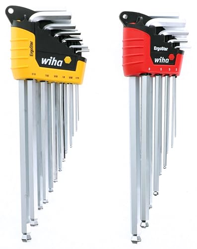 Wiha 66992 MagicRing Ball End Hex L-Key Set, 22 Piece, Inch and Metric | Free-Hand Grip, Hardened Tool Steel