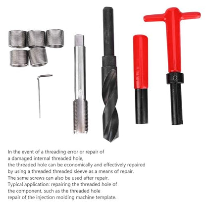 M18x1.5 Thread Repair Kit, 10 Pcs Helicoil Thread Repair Kit Thread Chaser Set, Portable Thread Metric Inserts Repair Kits Helicoil Thread Repair kit, Compatible Hand Tool Set for Auto Repairing - color: M18x1.5