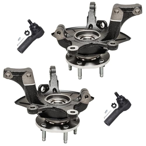 Detroit Axle - Front Steering Knuckles Wheel Bearing Hubs Kit for Ford 05-12 Escape 06-11 Mercury Mariner 10-11 Tribute 2 Steering Knuckles & Wheel Bearing Hubs Assembly 2 Outer Tie Rods Replacement - size: 4SU47685/Kit