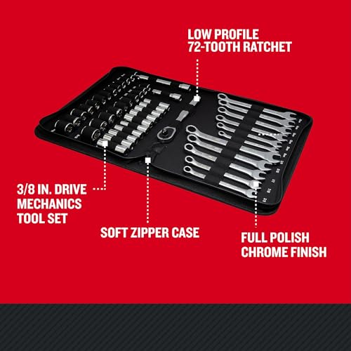 CRAFTSMAN Mobile Mechanics Tool Set, 3/8 Inch Drive, 72 Tooth Ratchet, 47 Piece (CMMT12119)