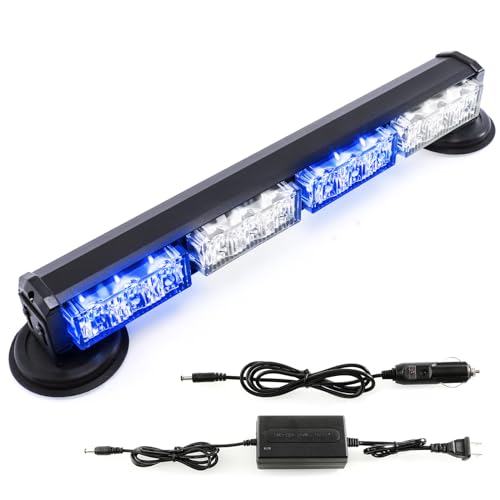 14.8" Battery Powered Emergency Strobe Lights Bar for Trucks/Vehicles Rechargeable Wireless Rooftop Mini Hazard Flashing LED Beacon Warning Light w/Magnetic Base (B/W) - color: #07 B/W/B/W