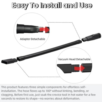 2 Pack 25" Flexible Vacuum Crevice Attachment Tool Kit, Universal Vacuum Cleaner Accessories for 1-1/4"(32mm) & 1-3/8"(35mm) Hoses, Flexible Extension Brush for Deep Cleaning