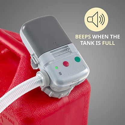 Deway Automatic Fuel Transfer Pump with Auto-Stop & Beeps When Tank Is Full, AA Battery Powered, Advanced Adapter Fits All Size Cans, Extra Long Hose, Portable Liquid Pump for Gasoline, Diesel & More - style: Auto-Stop & Beep Nozzle w/ 51" Plastic Hose