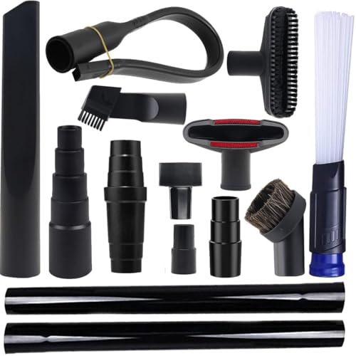 14 Pcs Household Cleaning Attachments Kit for Shop Vac Accessories with 1 1/4" Vacuum Brush Flexible Crevice Tool, Vacuum Cleaner Straw Tubes and Vacuum Hose Adapter Kit - color: 14 Pcs- vacuum Attachments
