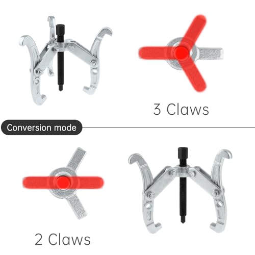 ChgImposs 3 Inch 3-Jaw Gear Puller, 2 Jaw 3 Jaw Puller for Pulley Gears Bearings and Flywheels, Heavy Duty Pulley Puller with Reversible Jaws, High Carbon Steel Removal Tool Bearing Puller Tool - size: 3 Inch