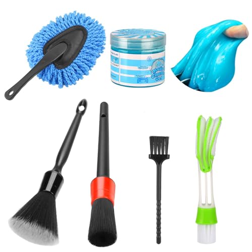 Luscinum Car Interior Duster Detailing Cleaning Gel Brushes Kit, | Soft Dust Detail Crevice Brush Slime Putty Cleaner Accessories Tools for Dashboard,Air Vent,Panel,Leather