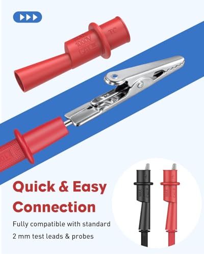 Vibit 6 Pcs Multimeter Alligator Clips Electrical Fluke Alligator Clips | for 2 mm Fluke Test Leads & Probes, Heavy Duty, 6 Pack Crocodile Clips, 2mm Banana Plug Compatible, for Fluke Multimeter Osci - style: 6 Pcs-10A