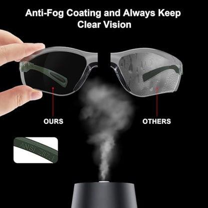 xaegistac Shooting Glasses Anti Fog -Shooting Range Eye Protection | Adjustable Safety Glasses with Z87.1 Certificated Impact Reistance - color: Army Green Frame Clear Lens