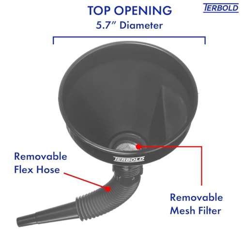 Automotive Flex Funnel with Hose | Wide Mouth Flexible Oil Funnel for Automotive Use - Gas, Transmission Fluid, Car Fuel, Oil Change (Grey) - color: Grey