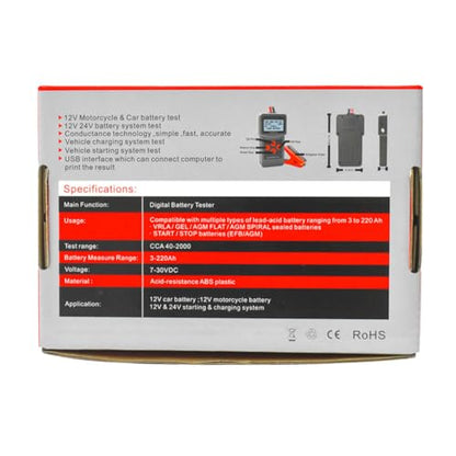 Car Motorcycle Battery Tester Auto Battery Tester MICRO-200 PRO Digital Car Load Discharge Black
