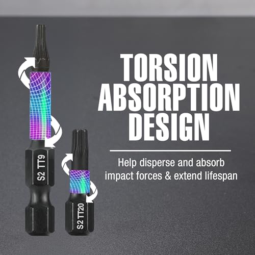 WORKPRO 27PCS 1"& 2" Magnetic Impact Torx Bit Set (TT7-TT40) | CNC Machined S2 Steel Security Tamper Proof Star Bits, Magnetic Tip, 1/4" Hex Shank, Long Bits with Extension & Storage Box - size: 1 in&2 in