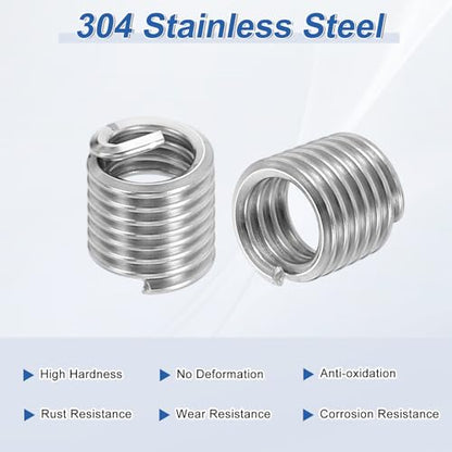 PATIKIL Wire Thread Inserts 1/4-20 UNC 1.5D 9.6mm, 20Pcs 304 Stainless Steel Helical Coiled Wire Screw Threaded Sleeve Sheath for Mechanical Equipment Automotive Repairs - size: 1/4-20 UNC, 9.6mm