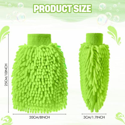 48 Pack Car Wash Mitt Bulk Microfiber, 10'' x 8'' Chenille Car Wash Mitt Gloves, Scratch Free Double Sided No Lint No Marks for Truck SUV and All Vehicle Surfaces (Lime Green) - color: Lime Green