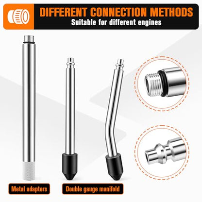 Cylinder Leak Down Tester Kit with Extension Rod for Gasoline Engines – Automotive Compression Leakage Tester for Cars, Trucks, Motorcycles, Pressure Check, Leakage Rate Test