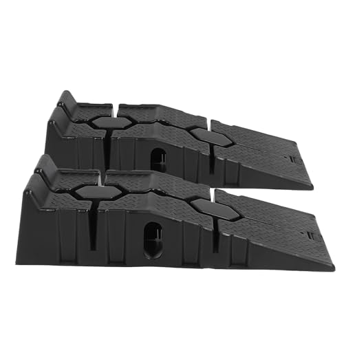 Alomejor Car Ramp PP Automotive Leveling Ramp 6000 Lbs per Pair Anti Slip Grooves Drainage Design 6.7 in Lift for Home Garage Shop Low Profile and Sports Cars