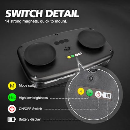 Beacon Strobe Light Wireless Rechargeable, 17 Flashing Mode, High Low Brightness, 48pcs Led, Roof Top Hazard Flash Warning Lights for Vehicles Trucks Snow Plows Postal Mail ATV UTV (White Amebr)