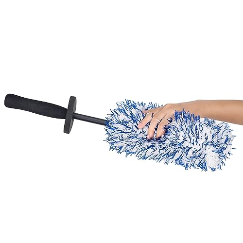 Car Cleaning Rim Cleaner Wheel Cleaning Brush, Metal Free Soft Synthetic Wool Car Brush, Highly Water Absorption Wheel Wash Brushes (Rim Brush) - color: Blue White