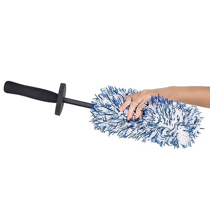 Car Cleaning Rim Cleaner Wheel Cleaning Brush, Metal Free Soft Synthetic Wool Car Brush, Highly Water Absorption Wheel Wash Brushes (Rim Brush) - color: Blue White