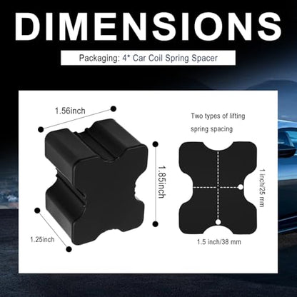 4PCS Rubber Car Coil Spring Spacer,Heavy Duty Car Rubber Lift Blocks Kit for Lifting Spring Spacing 1" to 1.5",Professional Front & Rear Cars Coil Spacers Kit Cars Accessories