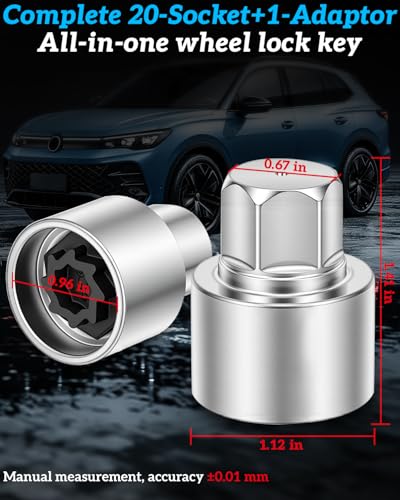 524 Wheel Lock Key,Lug Nut Key for Volkswagen | Wheel Lock Removal Kit Compatible With Vw Vag, Anti Theft Wheel Socket For Quick Removal of Locking Lug Nuts - style: volkswagen wheel lock key