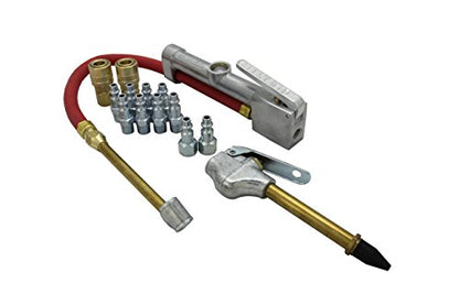 Milton (MK506-2) Inflator Gauge, Blow Gun, and M-Style KWIK-CHANGE Air Coupler & Plug Kit, (14-Piece)