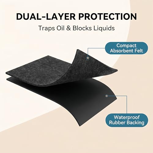 Oil Spill Mat 60" x 72", Absorbent Garage Floor Mat for Under Car, Waterproof Oil Pad, Reusable Washable Durable Maintenance Mat, Protects Garage Driveway Workshop from Spills and Stains, Black