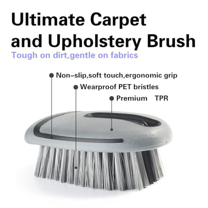 Carpet Cleaning Brush & Upholstery Brush Set, Hard Bristle Carpet Scrub Brush, Rug Brush, Couch Cleaner Brush, Fabric/Leather Detail Brush for Car, Home & Outdoor Furniture (Grey) - color: Gray